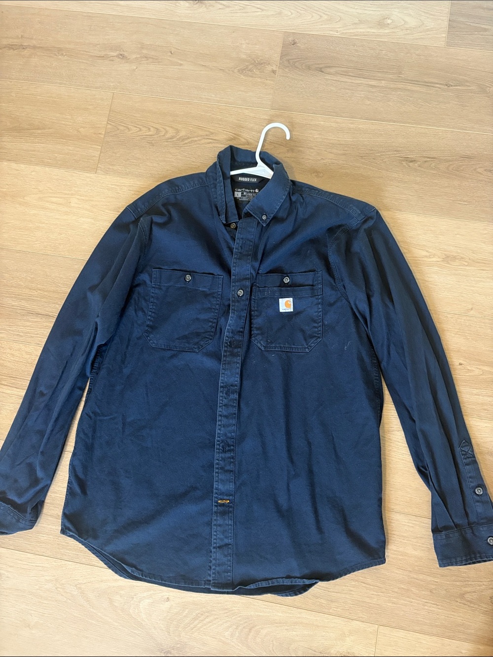 Carhartt Navy Long-Sleeve Button-Down Work Shirt